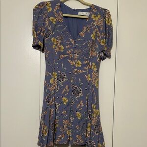 ASTR Blue Dress with Yellow Floral Design
